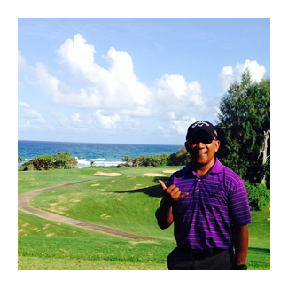 Greg on a golf course in Hawaii