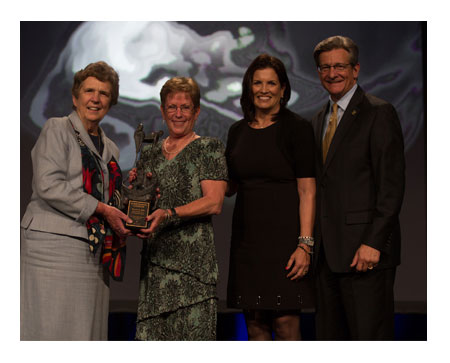 Debbie Hull and Stephanie Weber accept the Achievement Citation Award