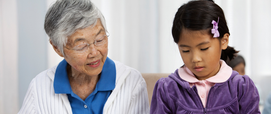 senior citizen with child