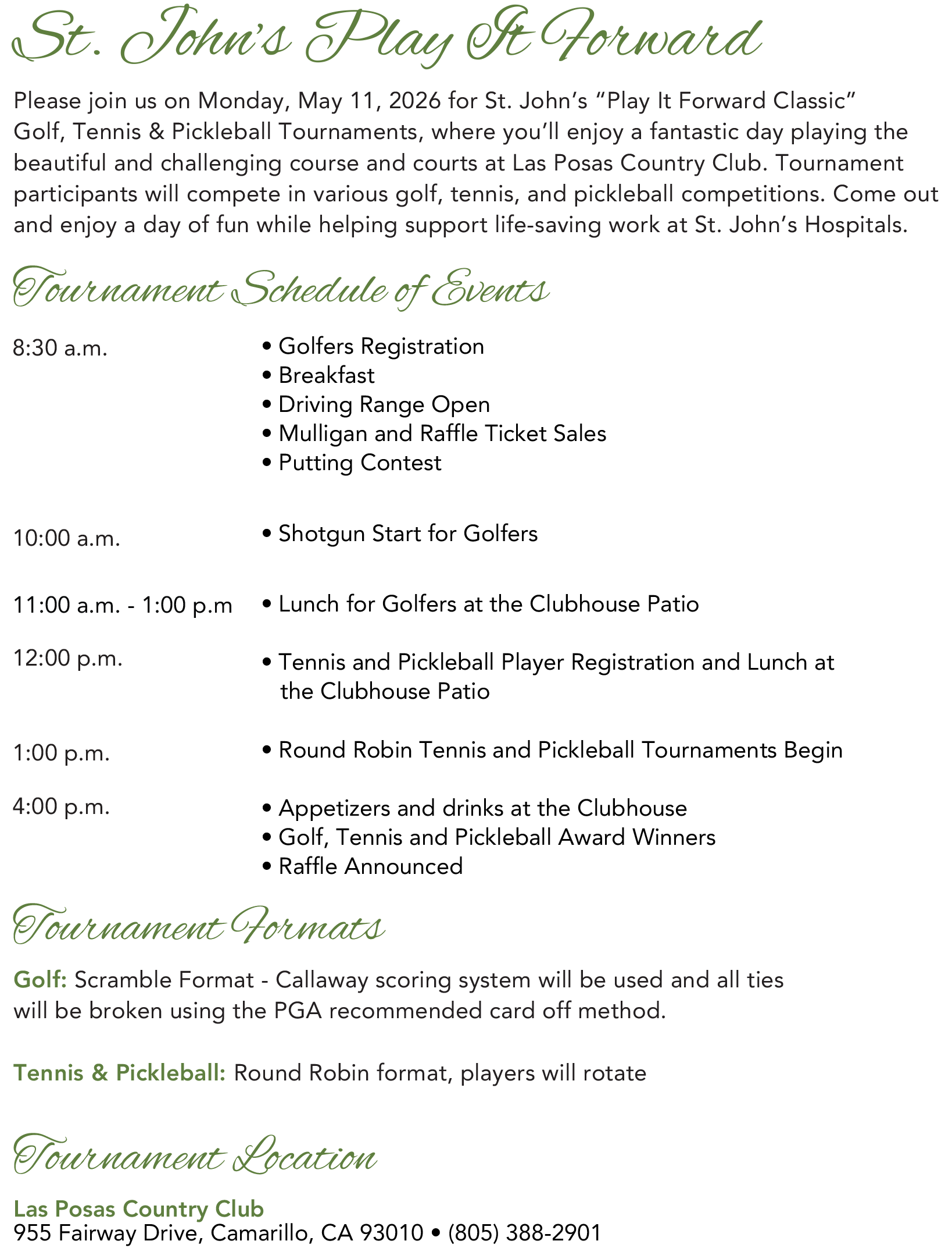 Play It Forward 2026 Event Info