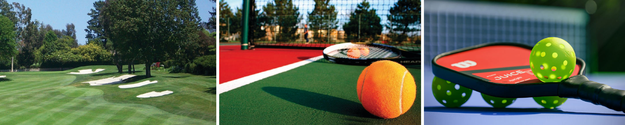 Photo of a golf course, tennis court and pickleball court