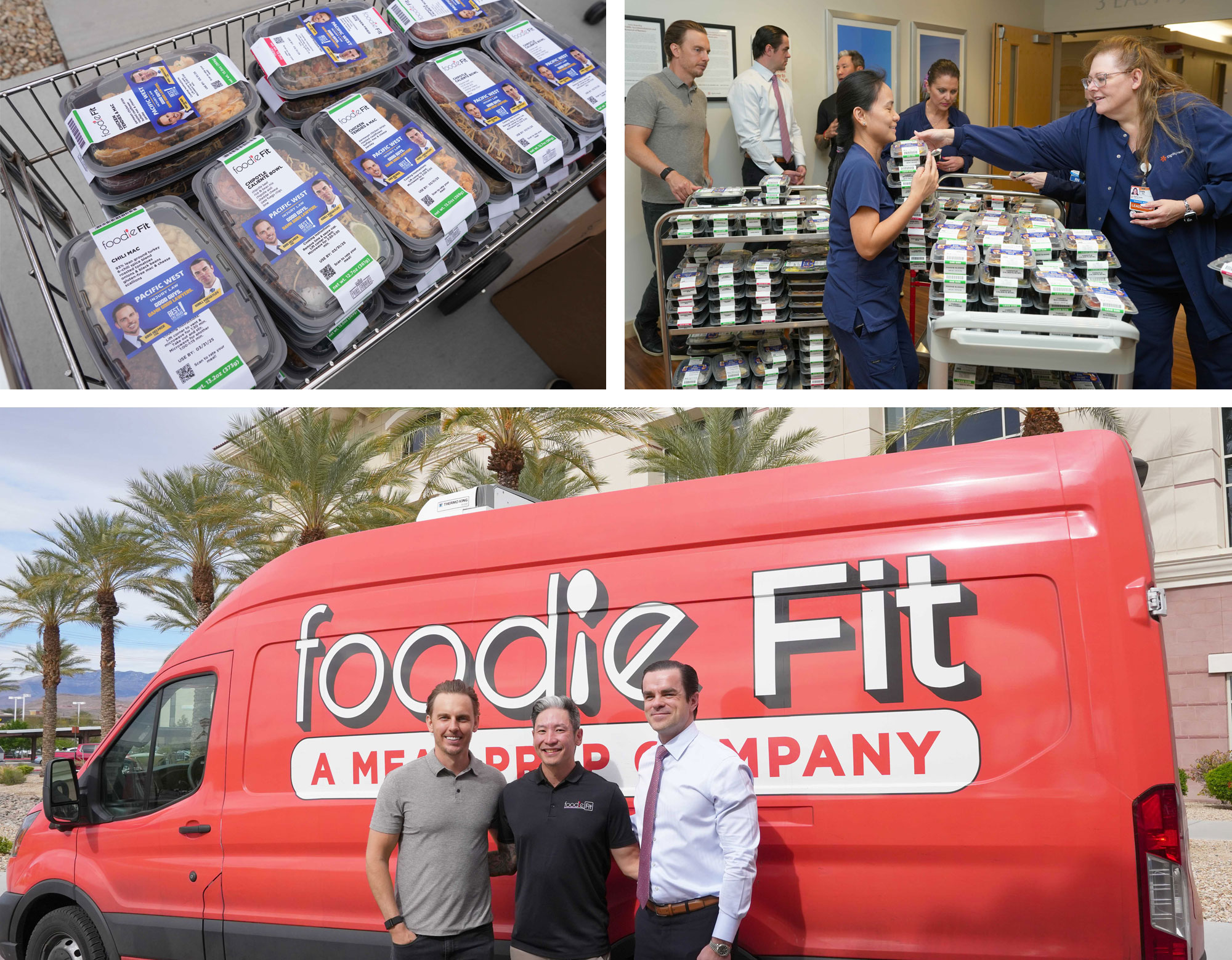 Three photos combined showing that a Local Law Firm Shows Gratitude with Gift of 3,600 Foodie Fit Meals Three photos combined showing that a Local Law Firm Shows Gratitude with Gift of 3,600 Foodie Fit Meals